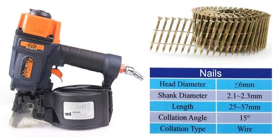 강한 용량 3.37kg CN70 팔레트 및 성능을위한 Pneumatic 코일 네일러