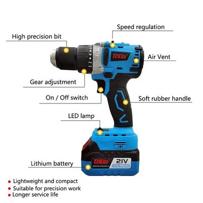 110v 220v 변속속 모터와 붓된 배터리를 가진 무선 전기 드릴